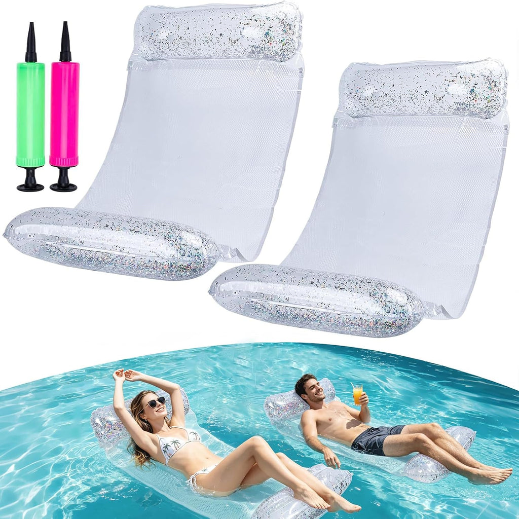 CYFIE Wasserhaengematte 4in1 aufblasbar mit Netz und Luftpumpe, 2er Set
