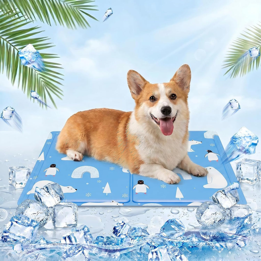 Kuehlmatte Hund Katze 50x60 cm selbstkuehlend Gel waschbar Weiss L