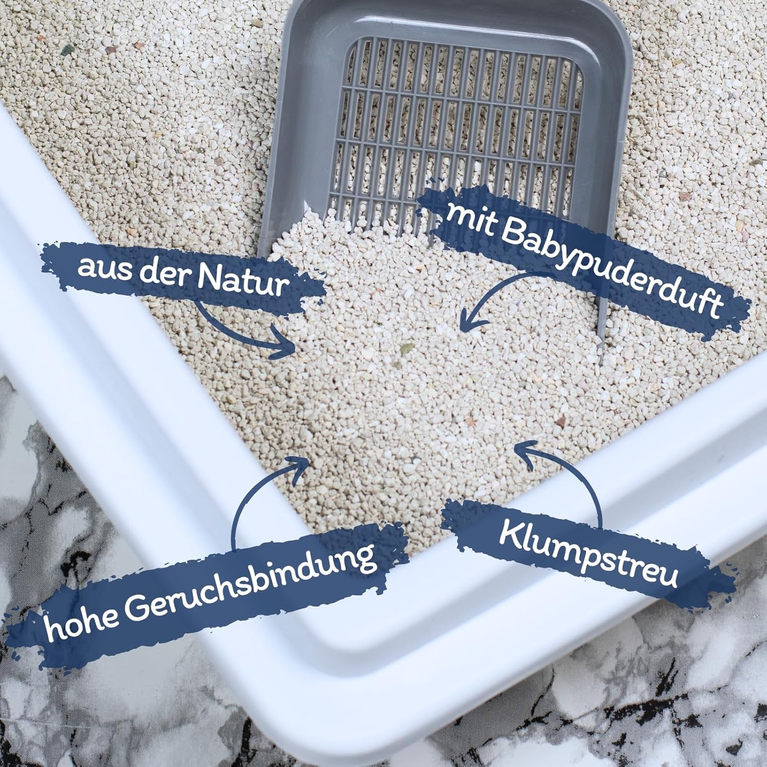 Katzenstreu Bentonit weiss stark klumpend feines Granulat verschiedene Sorten
