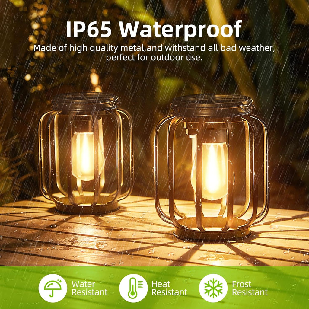 BUCASA Solar Haengelampen Aussen 2er Set LED IP65 Metall Garten Terrasse Balkon