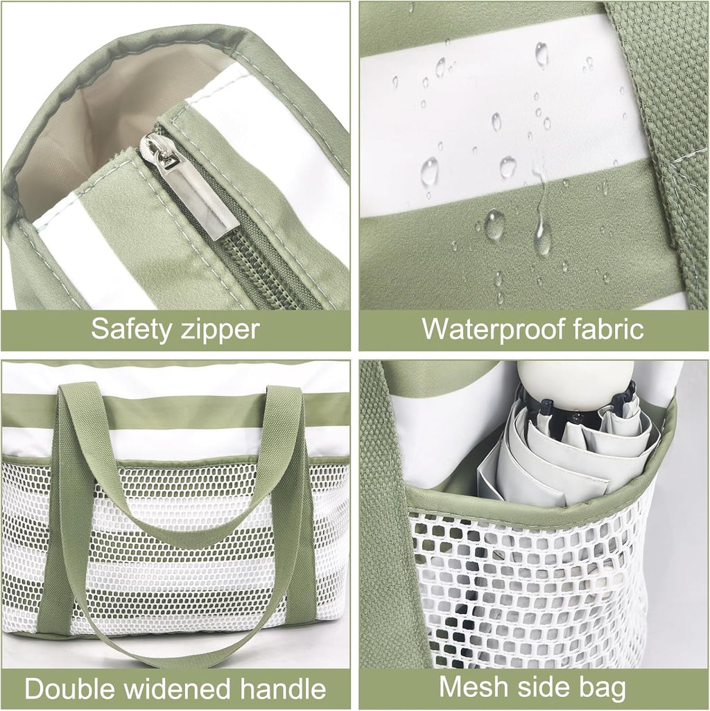 beifon Strandtasche XXL mit Reissverschluss, wasserdicht, faltbar, M-L