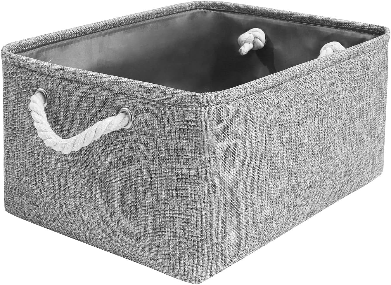 Aufbewahrungsbox Leinen mit Seilgriffen, waschbar, Grau, S-XXL