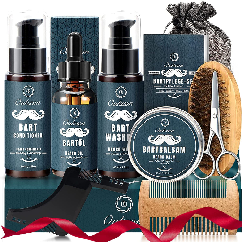 Oukzon Bartpflege Set 10in1 fuer Maenner Bartpflege Geschenk Komplettset