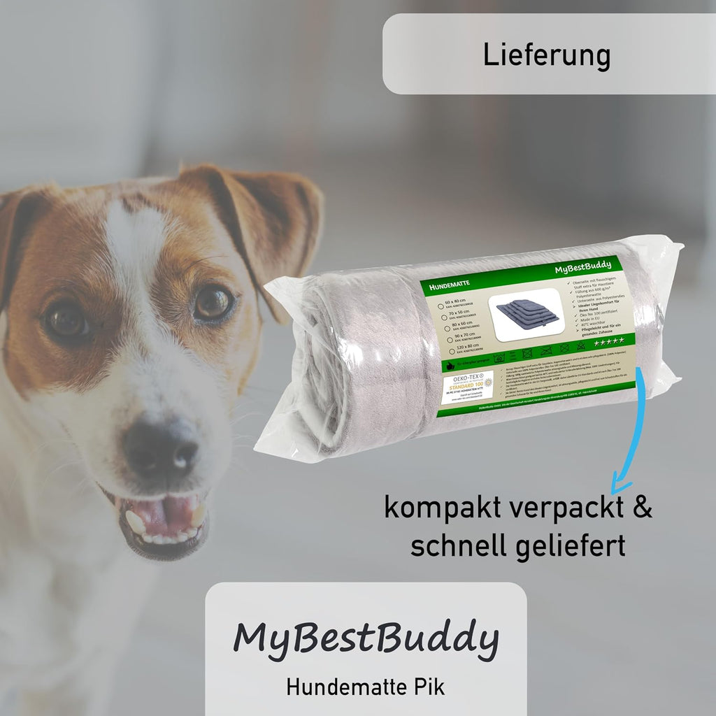 Hundekissen 70x50 cm M grau, allergikerfreundlich, rutschfest, 40°C waschbar