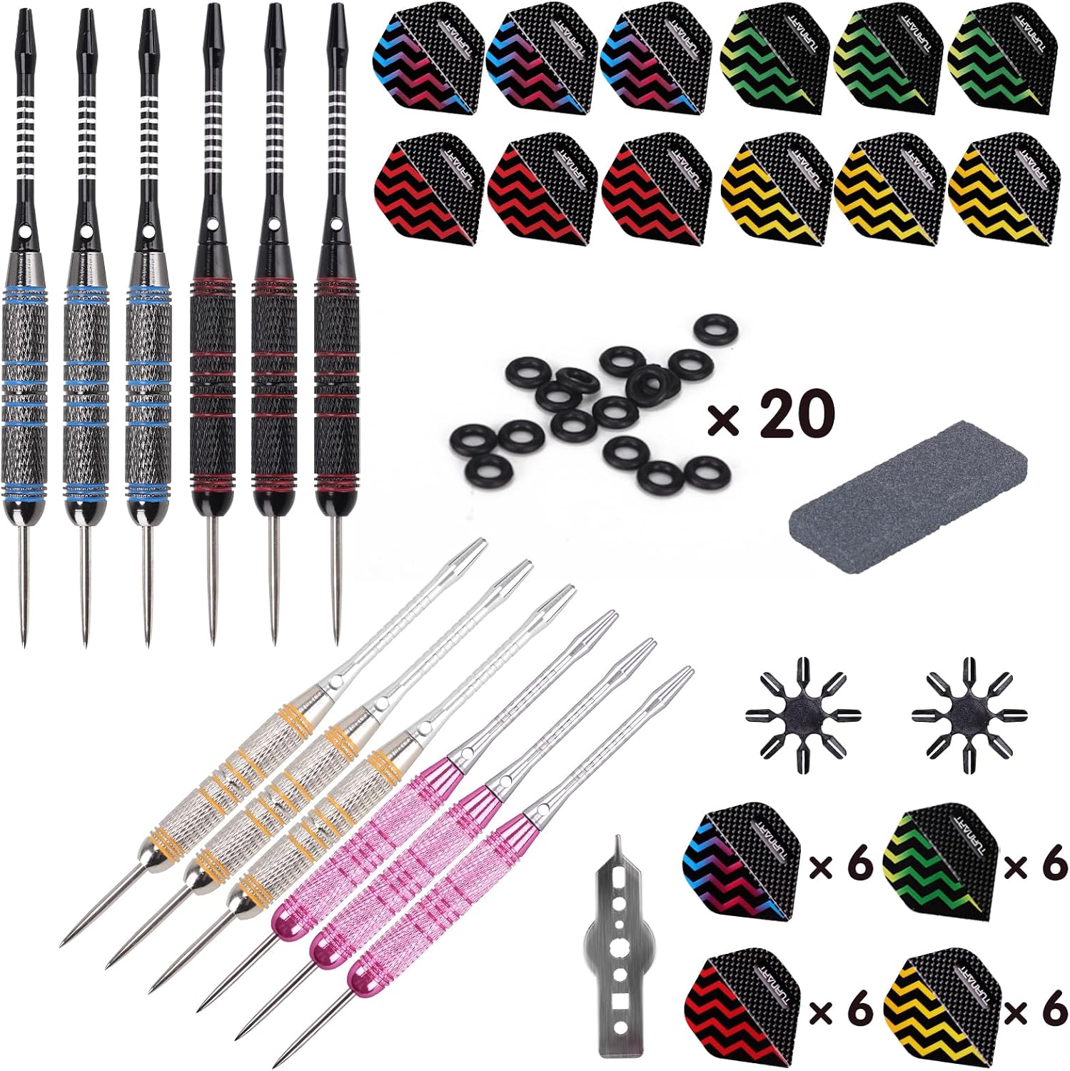 Turnart Steeldarts 12er Set Profi Dartpfeile Metallspitze