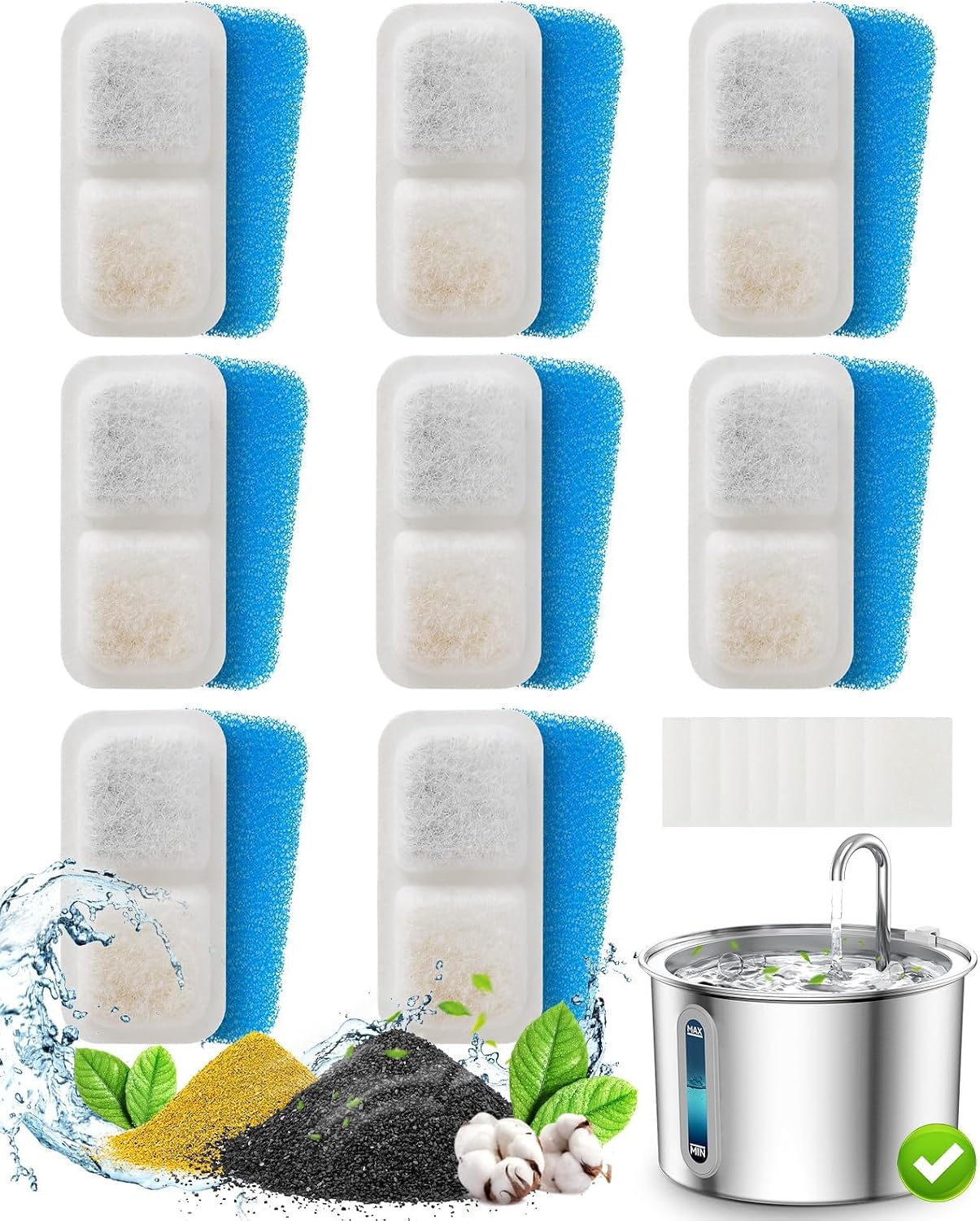 oneisall Katzenbrunnen Edelstahl leiser Trinkbrunnen mit Wasserstand LED