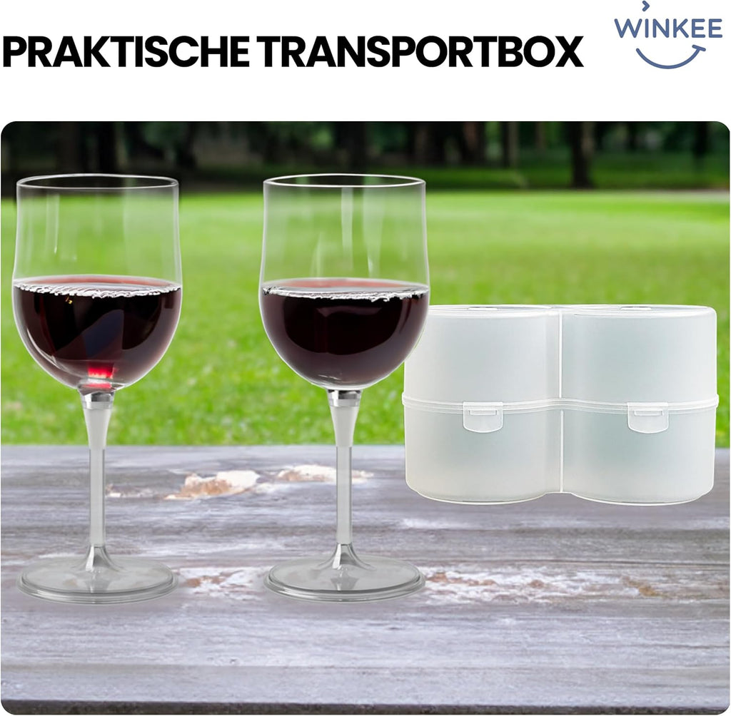 Winkee 2er Set Weinglaeser To Go BPA-frei Camping Glas Ersatz