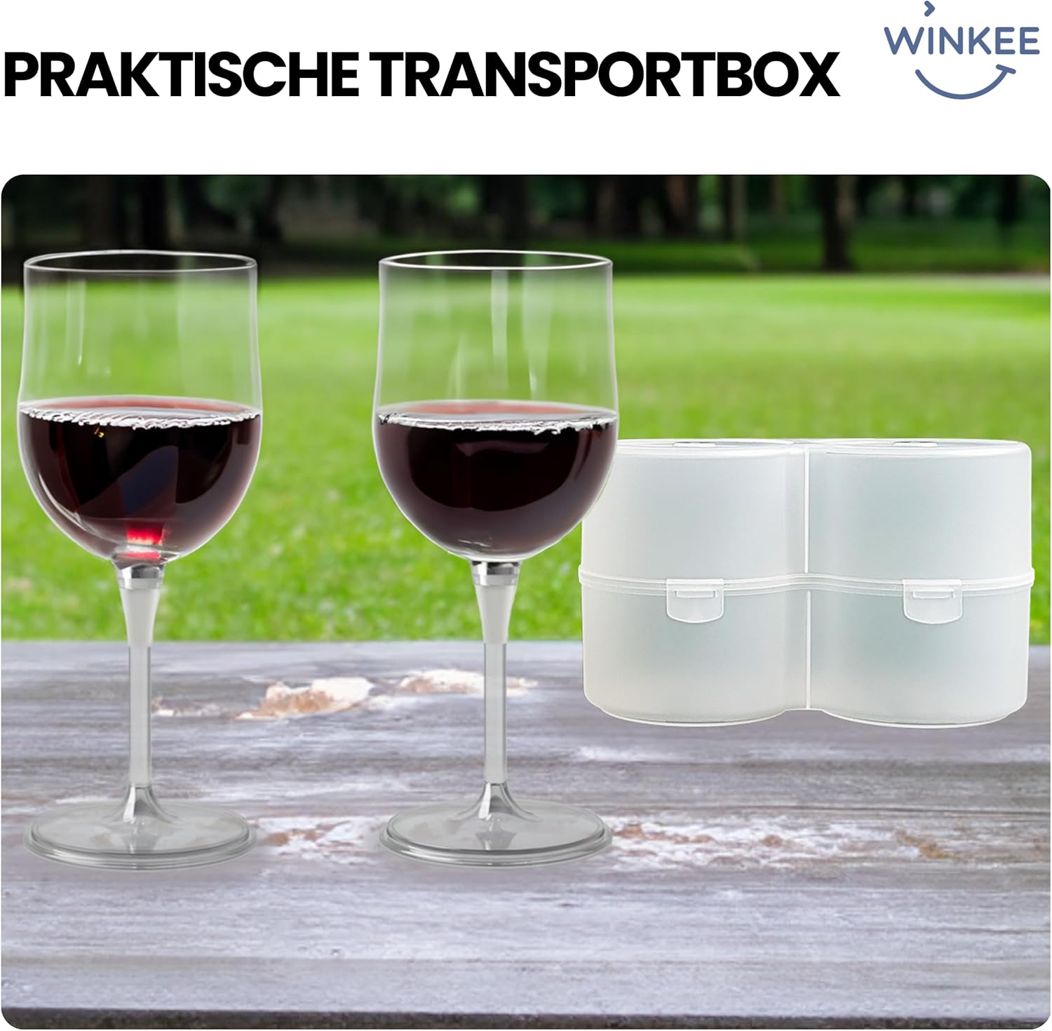 Winkee 2er Set Weinglaeser To Go BPA-frei Camping Glas Ersatz