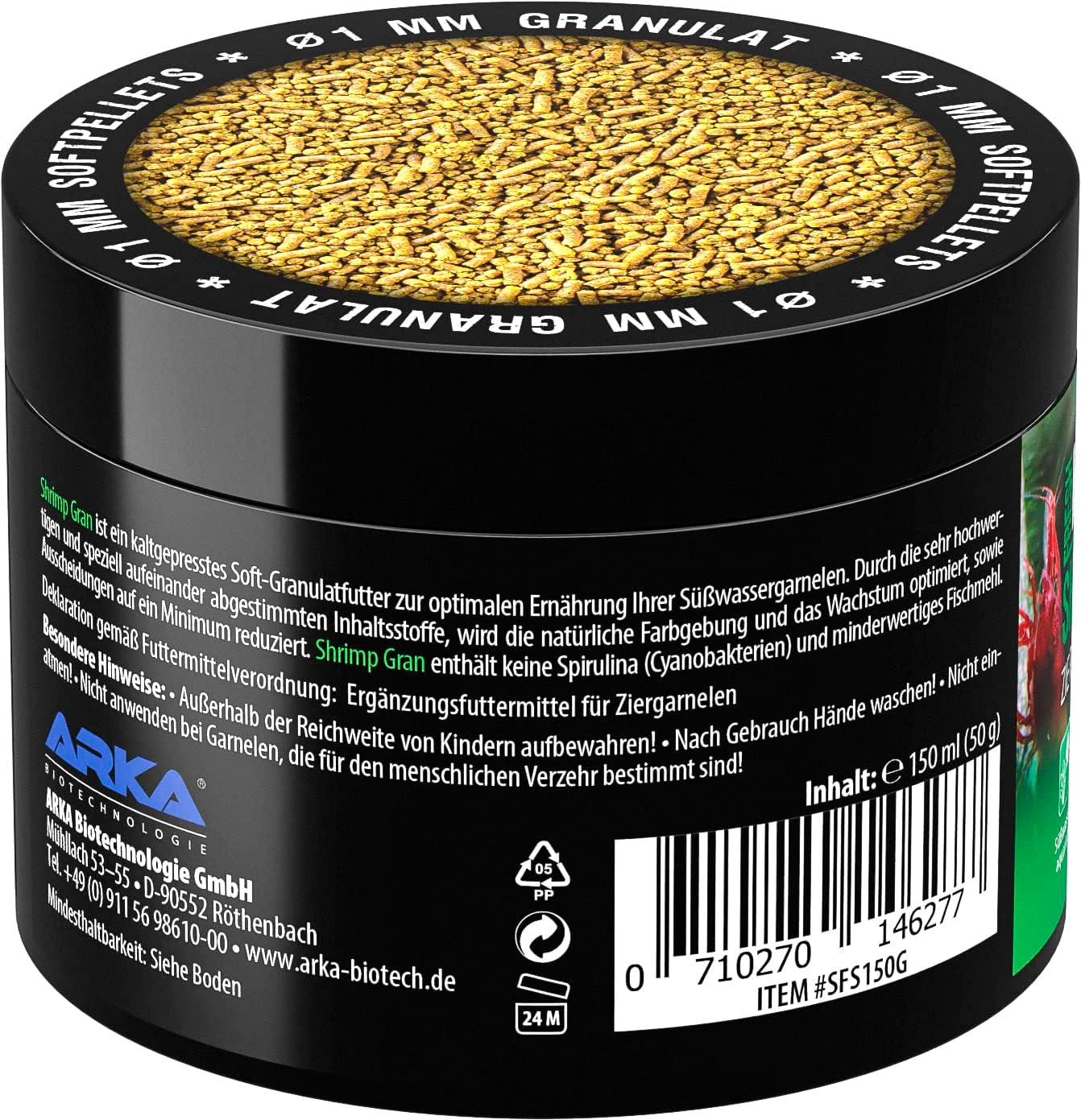 ARKA Shrimp Garnelenfutter kaltgepresst Softgranulat 150 ml sinkend hochverdauli