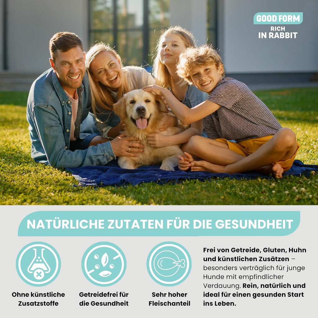Hundefutter nass Kaninchen getreidefrei 95,7% Fleisch 12x400g verschie