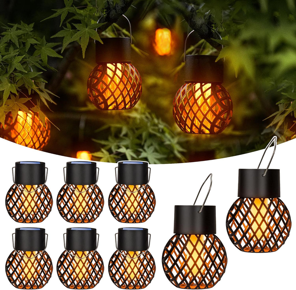 GIGALUMI Solar Haengeleuchte flackernde Flamme 8er Set wasserdicht fuer Aussen