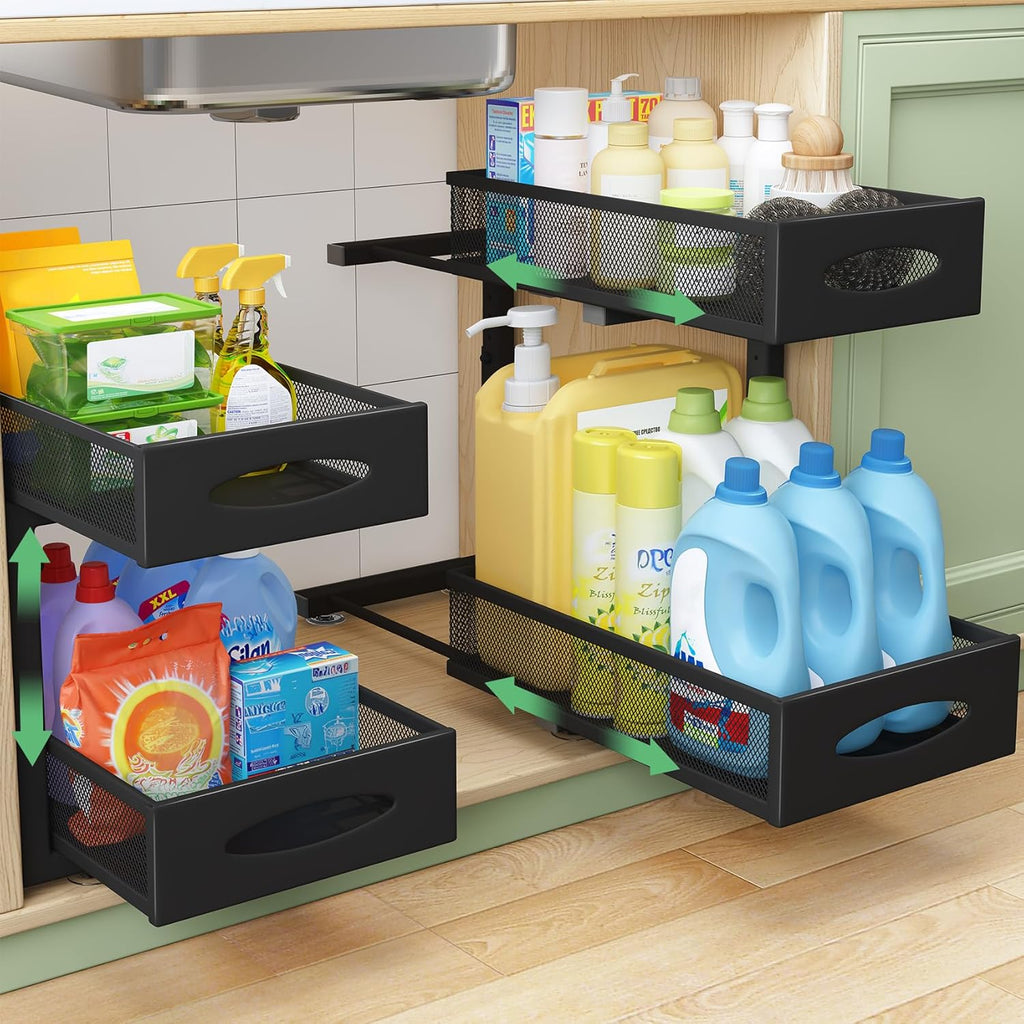 Unterspuele Organizer 2 Ebenen Metall Schrankorganizer fuer Kueche Bad