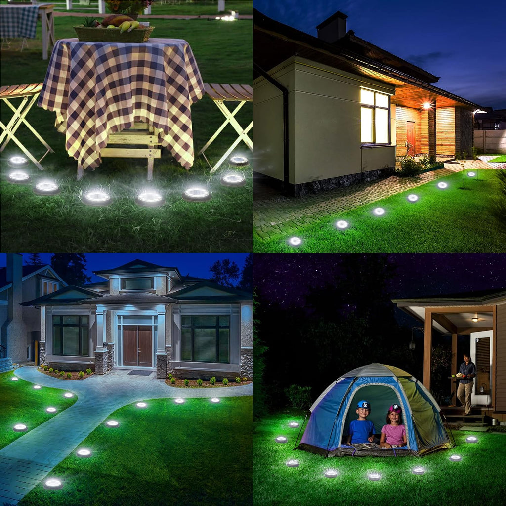 Flacchi Solar Bodenleuchten Aussen 8 LEDs Warmweiss 8 Stueck wasserdicht Garten