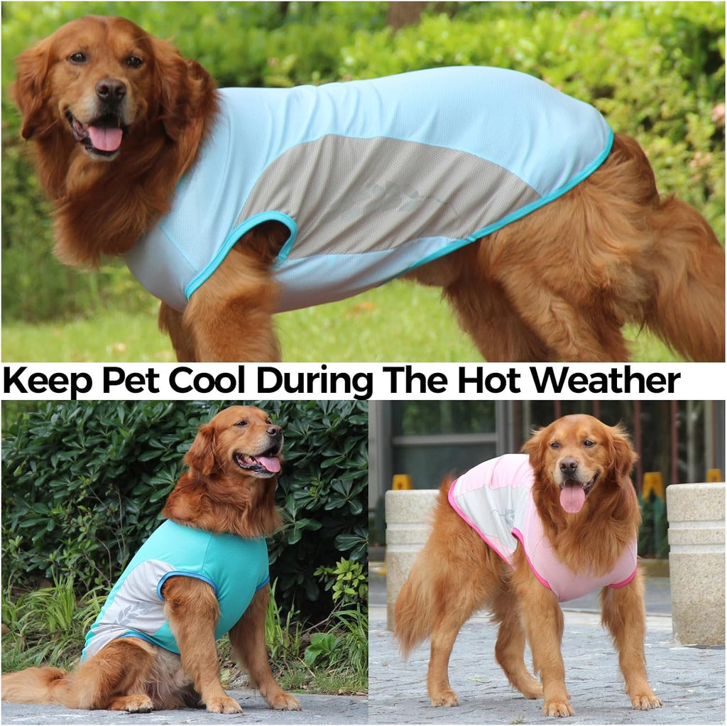 Hundekuehlweste Blau Sommer Kuehljacke Sonnenschutz Outdoor S-XXL