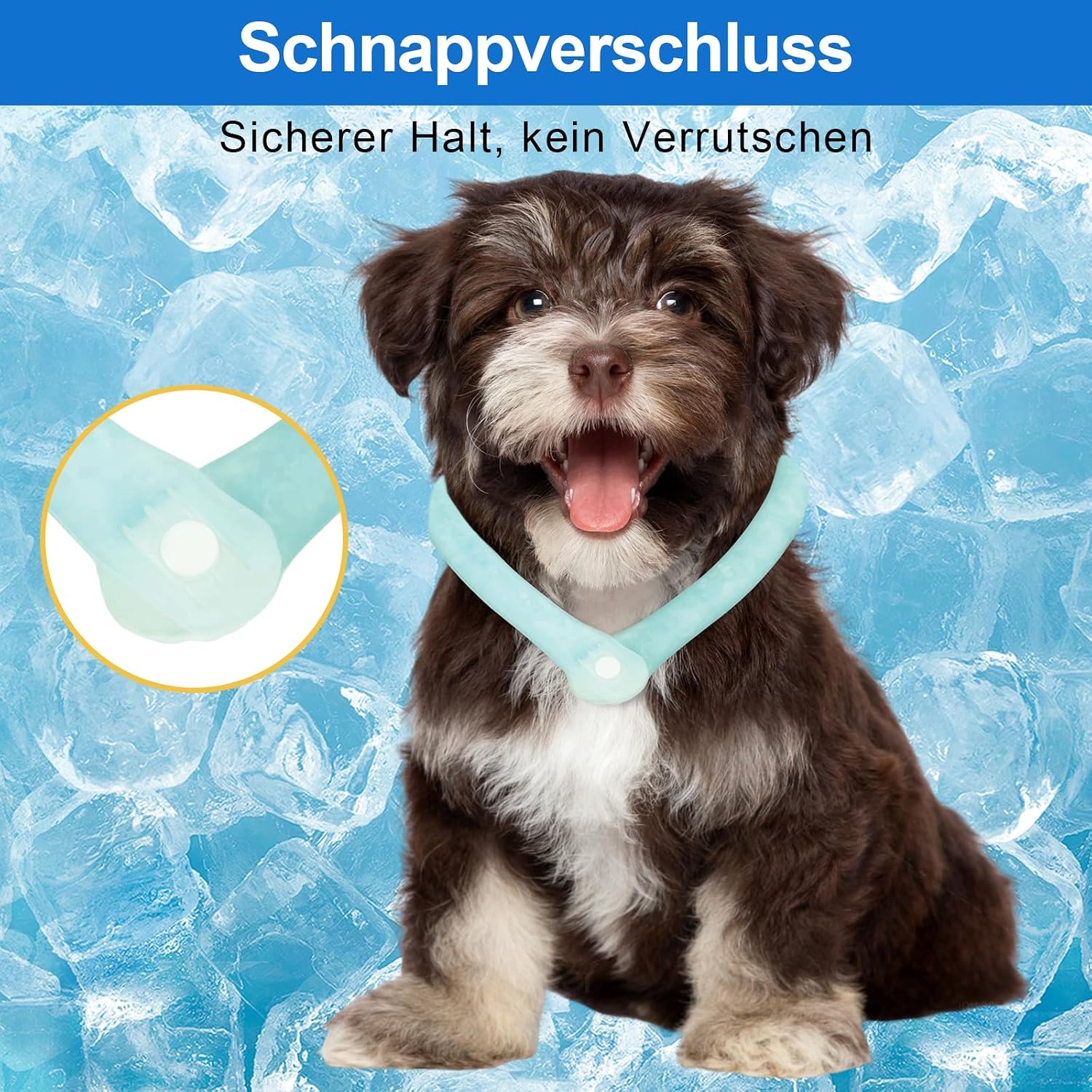 DEWEL Kuehlhalsband fuer Hunde bis 47 cm 360° Nackenkuehlschlauch Gruen