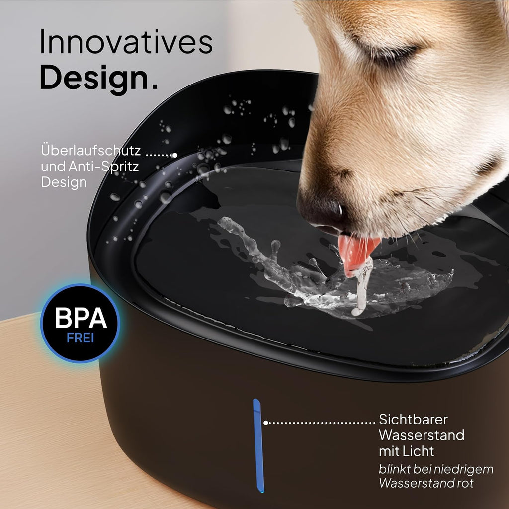 Pretty Paw Trinkbrunnen fuer Hunde leise BPA-frei mit Filter & LED
