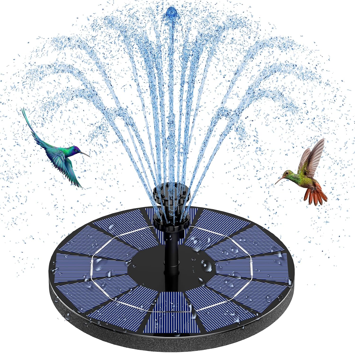 AISITIN Solarbrunnen 6 Sprueh‑Effekte schwimmende Teichpumpe 160mm-182mm