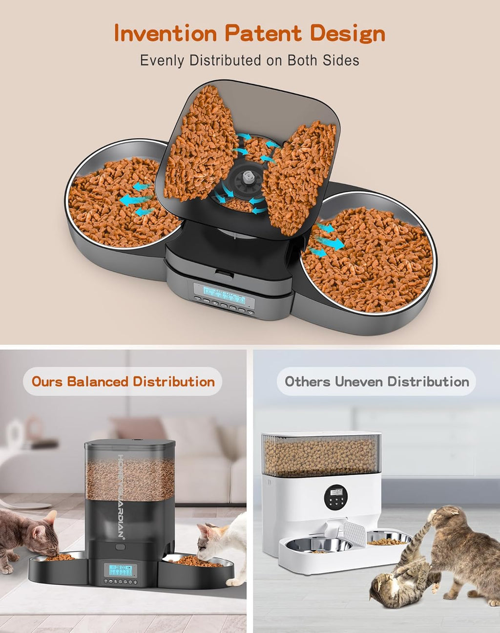 Futterautomat fuer Hunde und Katzen mit WLAN App Timer fuer 1-6 Mahlzeiten