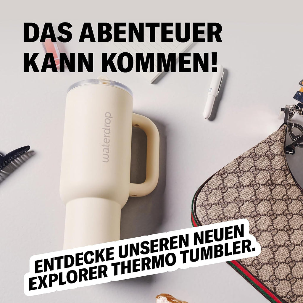 Waterdrop Thermobecher mit Strohhalm auslaufsicher robuste Trinkflasche