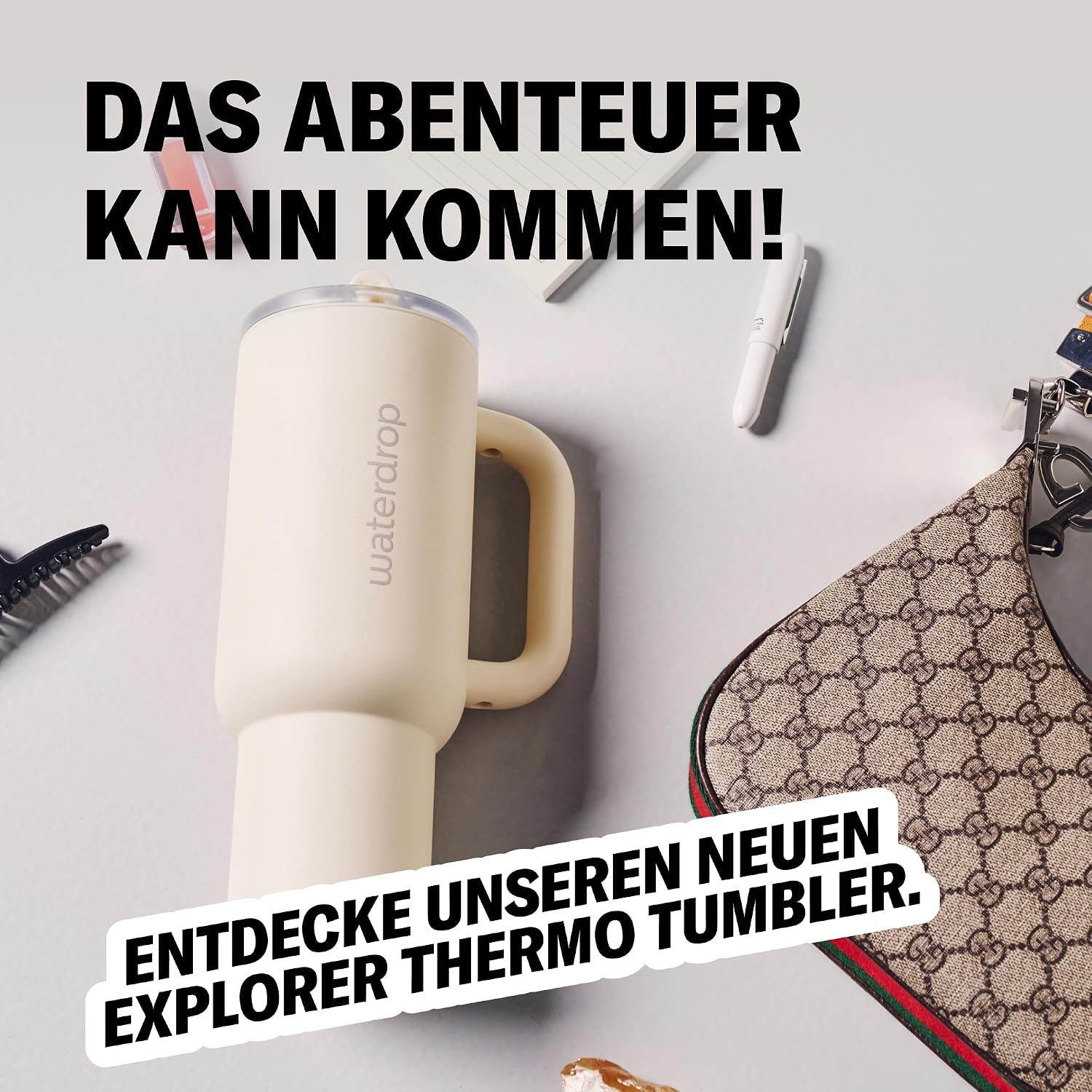Waterdrop Thermobecher mit Strohhalm auslaufsicher robuste Trinkflasche