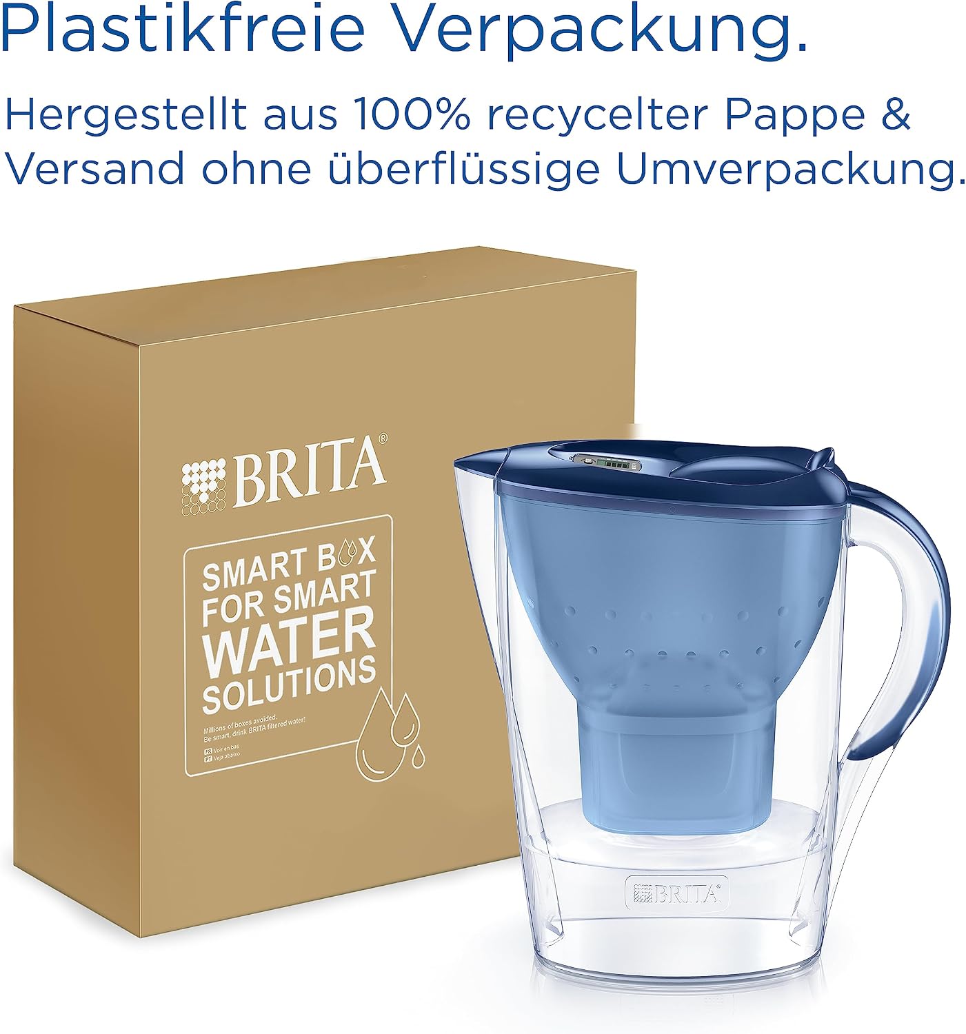 BRITA Marella 2,4 L Wasserfilterkanne Blau mit 3 MAXTRA PRO Filtern