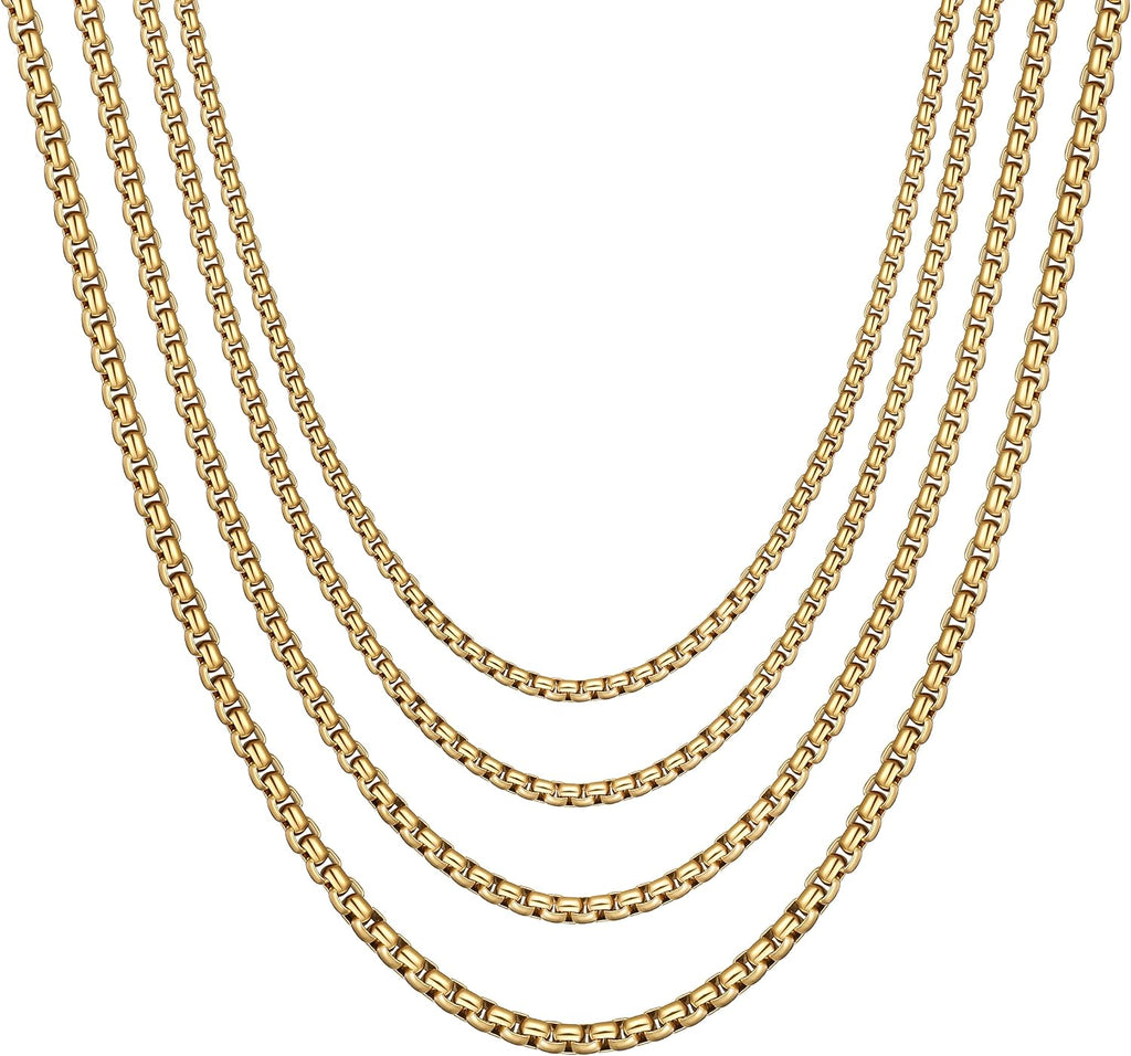 RWQIAN Venezianerkette Edelstahl Silber Gold Schwarz 2/2.5/3/4 mm cm