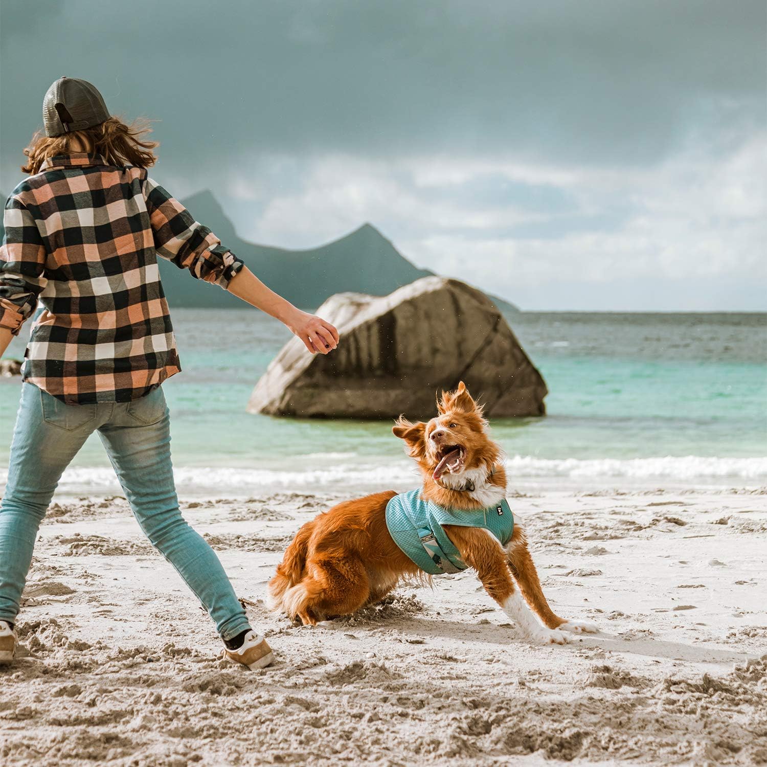 Hurtta Kuehlweste Hund Aquamarin Gr. 50cm-95cm fuer heissen Sommer