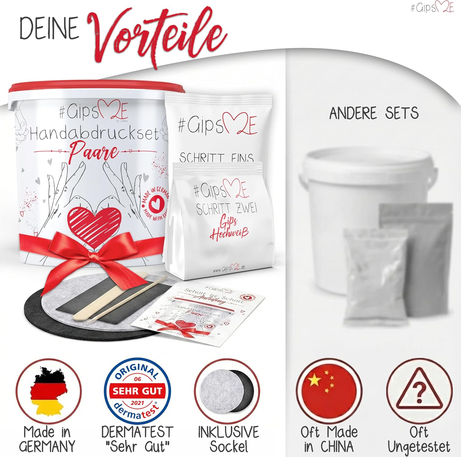 Gipsme Handabdruck Set fuer Paare Geschenk Valentinstag Hochzeitstag