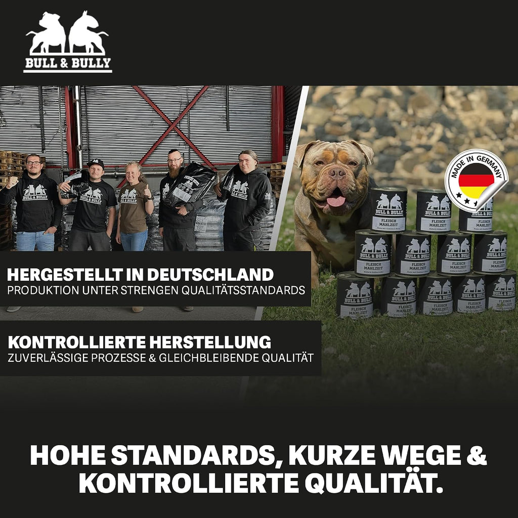 BULL & BULLY Nassfutter Rind mit Gemüse 91% Fleisch für aktive Hunde
