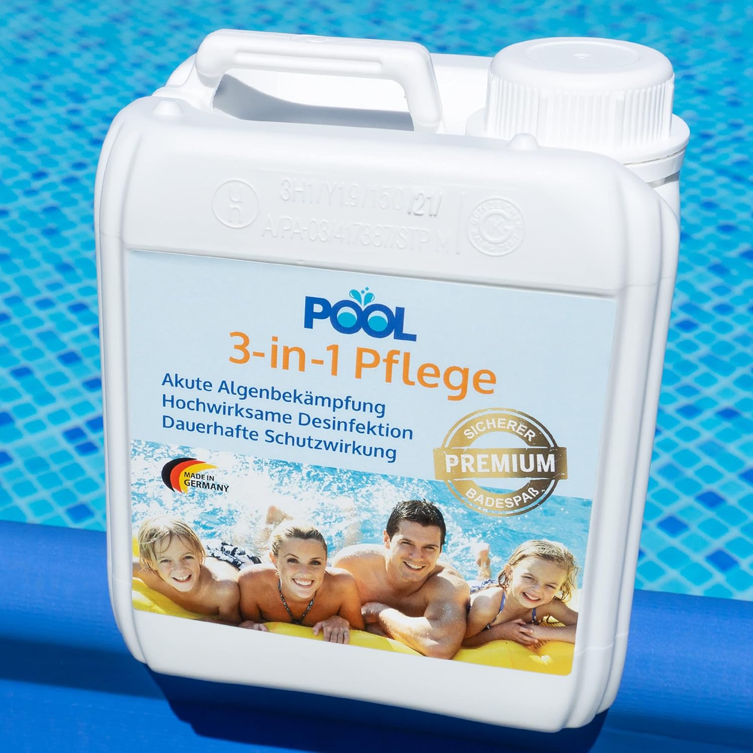 3-in-1 Poolreiniger fuer bis 20.000 L - Algenentfernung, Desinfektion, Ablagerung