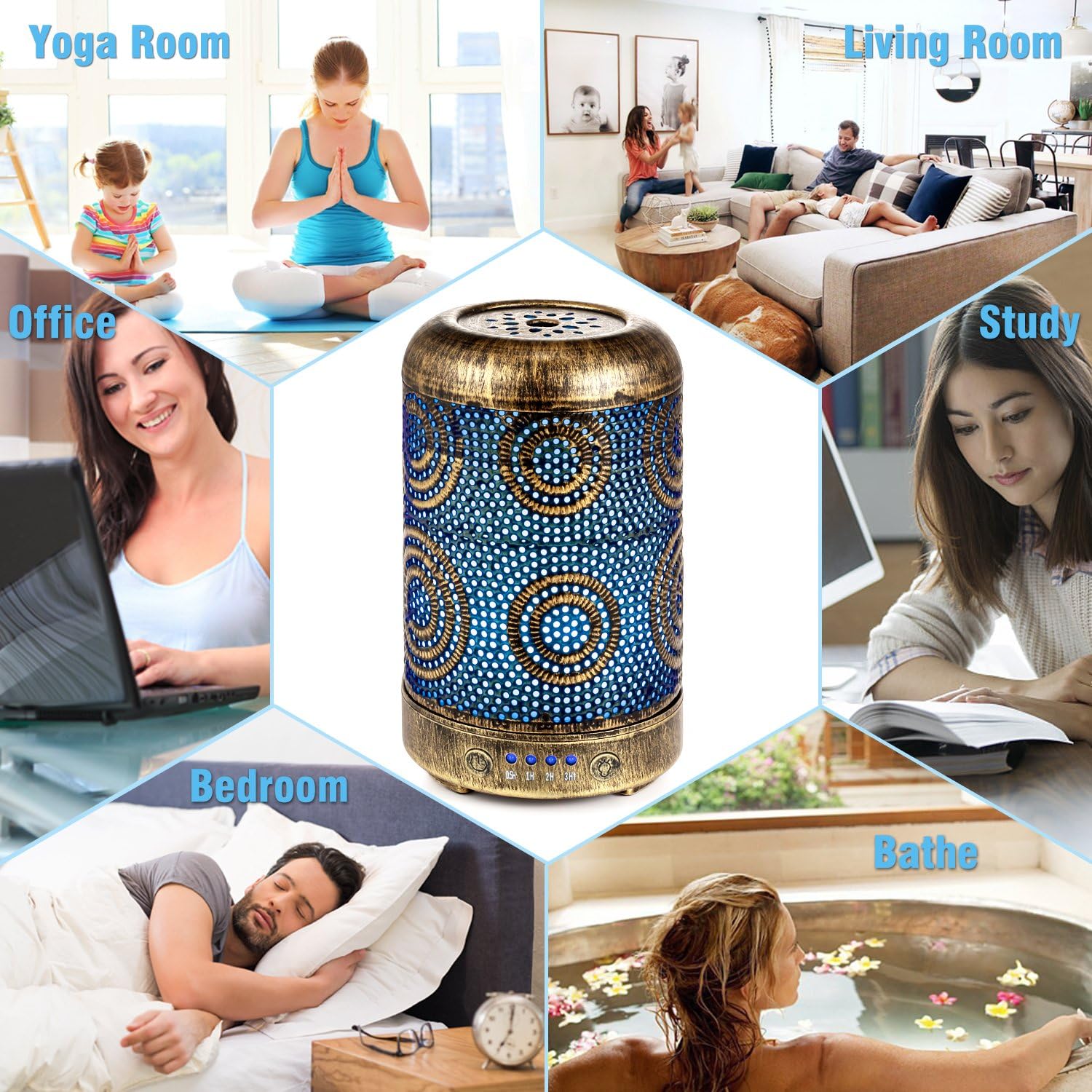 SALKING Aroma Diffuser Metall Duftdiffusor LED Gold