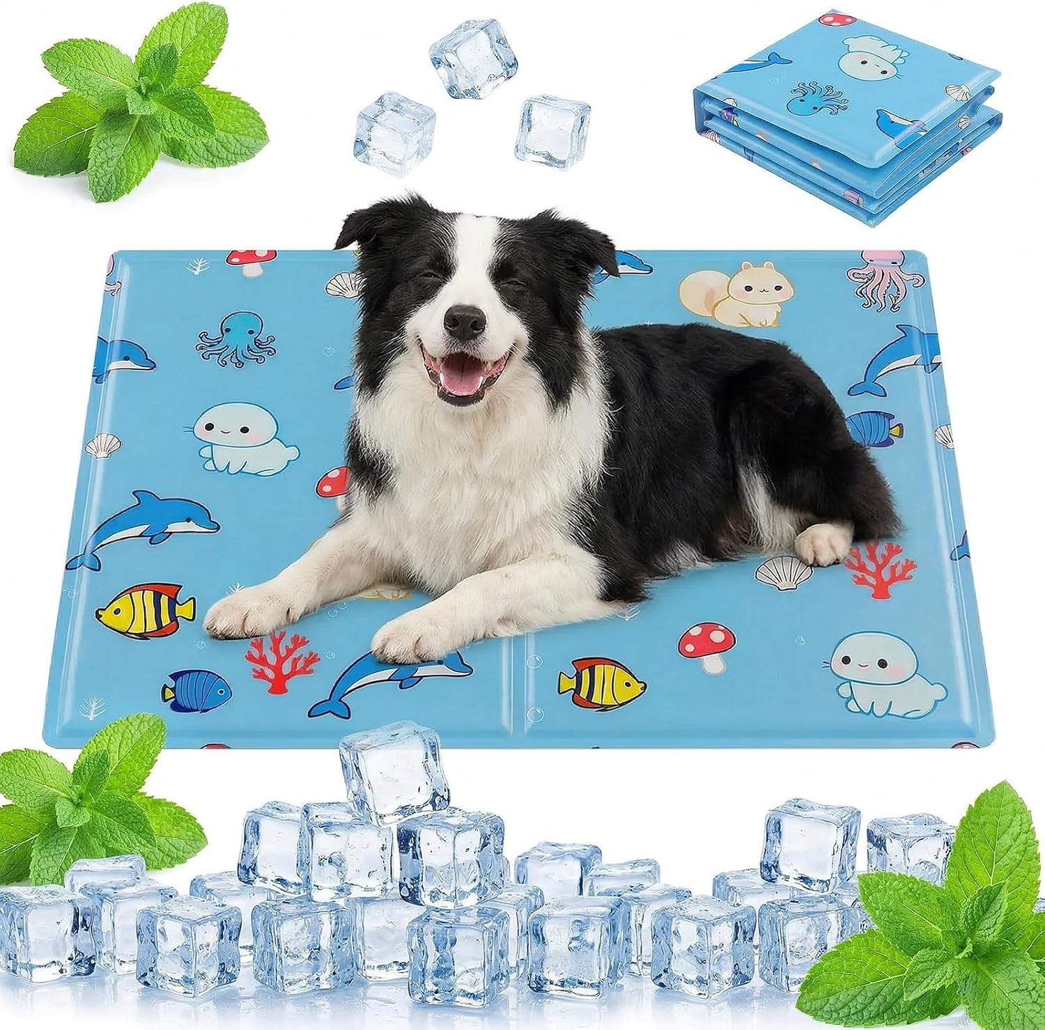 Qoosea Kuehlmatte fuer Hunde und Katzen 50x65 cm Selbstkuehlendes Gel 4cm-65cm