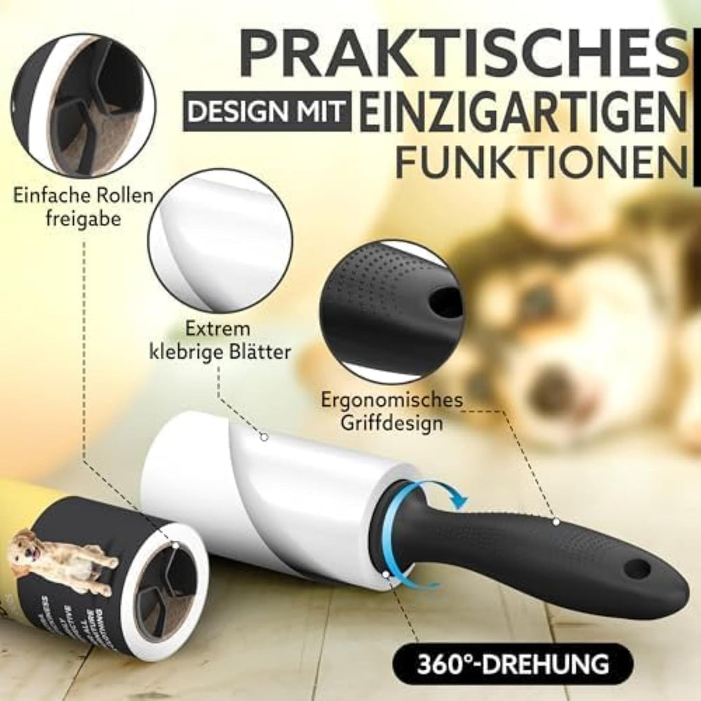 Tydi Fusselrolle extra stark mit 500 Blatt und 2 Griffen fuer Kleidung und Tierhaare