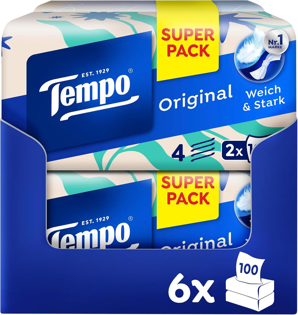 Tempo Taschentuecher Original Duo-Box 12 x 100 Tuecher extra weich