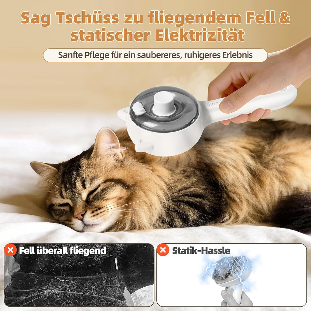2in1 Dampfreiniger Katzenbürste Unterwollentferner USB Tierpflege