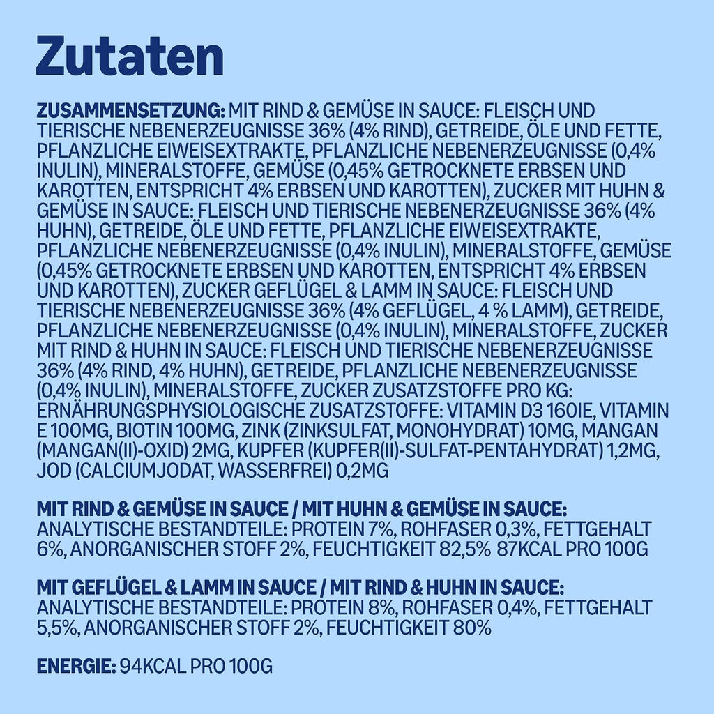 Hundenassfutter Packung verschiedene Sorten Fleischauswahl 12er-96er