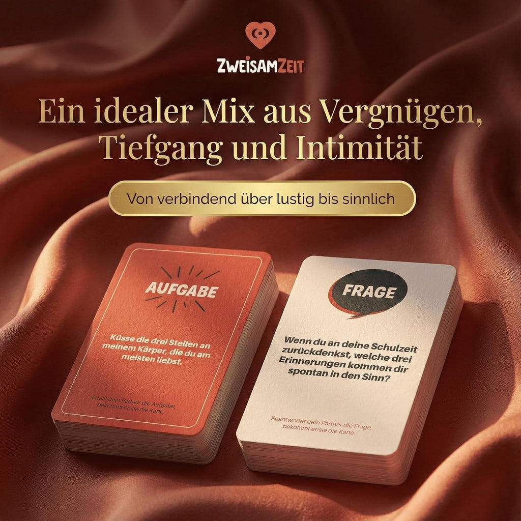 Zweisamzeit Kartenspiel fuer Paare mit Aufgaben und Fragen Valentinstag