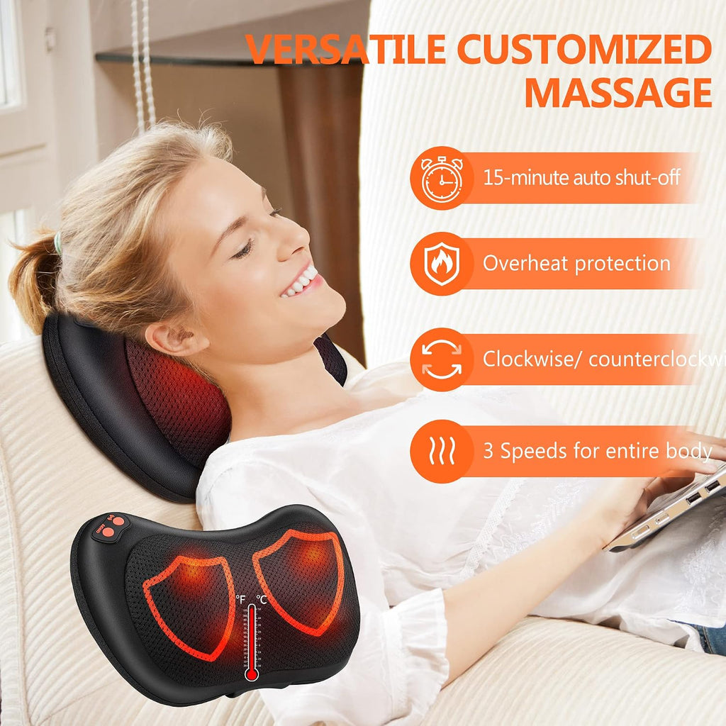 Shiatsu Massagegeraet fuer Nacken Schulter Ruecken mit Waermefunktion Massagekissen
