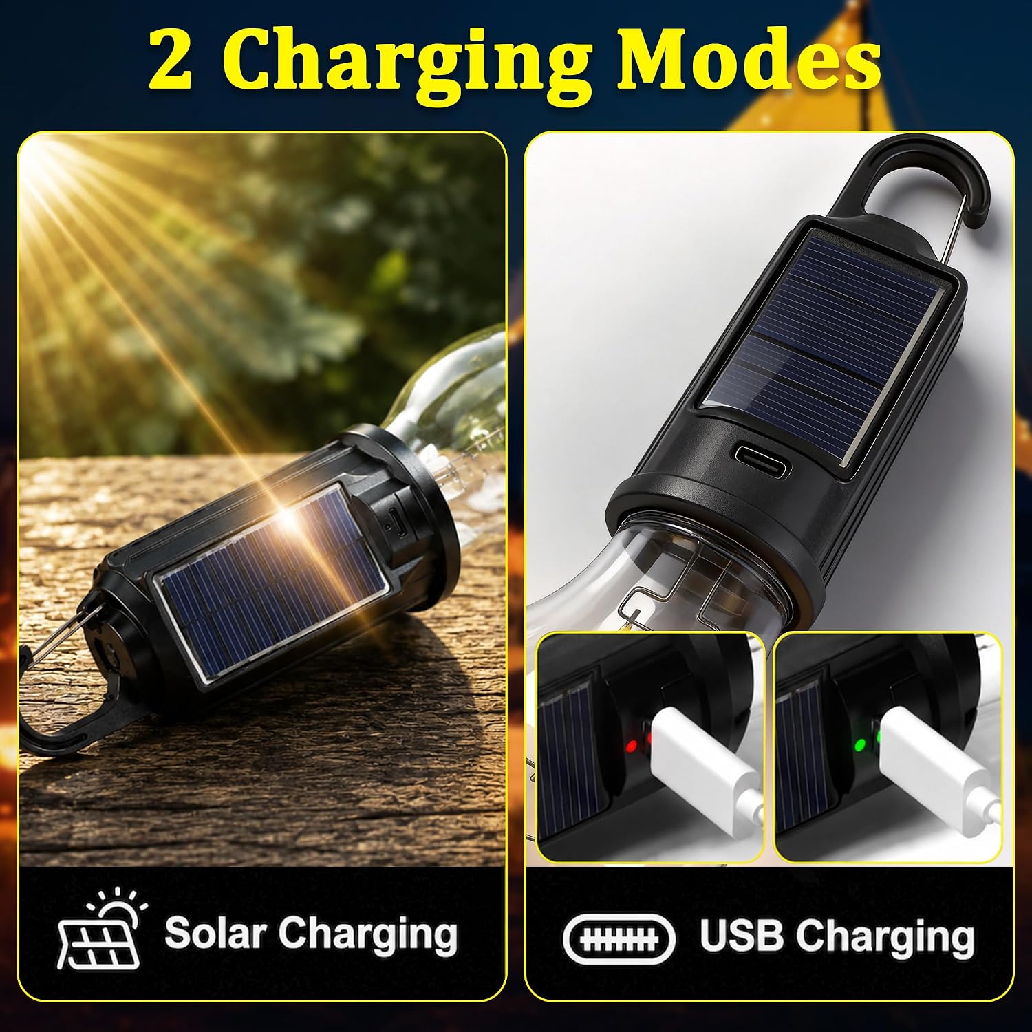 Campinglampe aufladbar 5er Set LED Solar 3 Helligkeitsstufen wasserdicht