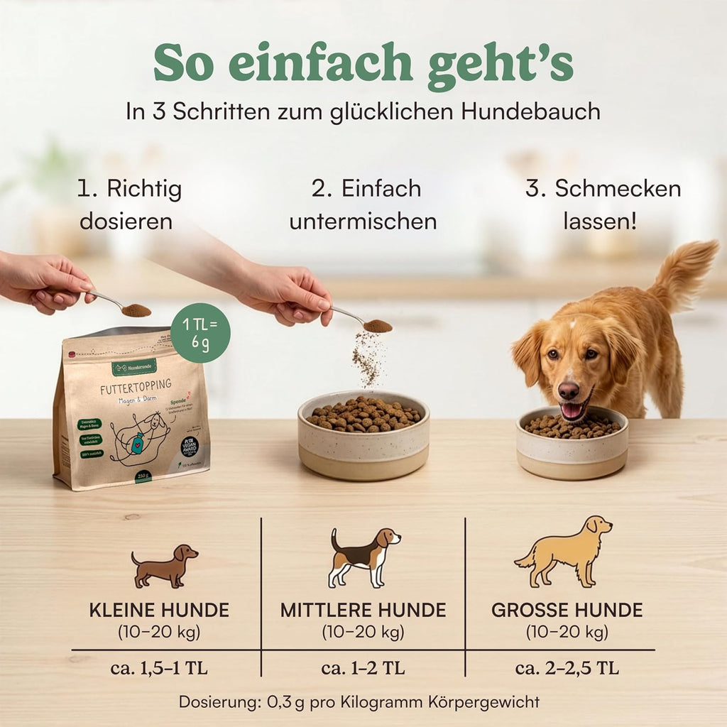 Futtertopping Magen und Darm 250g mit Praebiotika fuer Hunde verschiedene Sorten