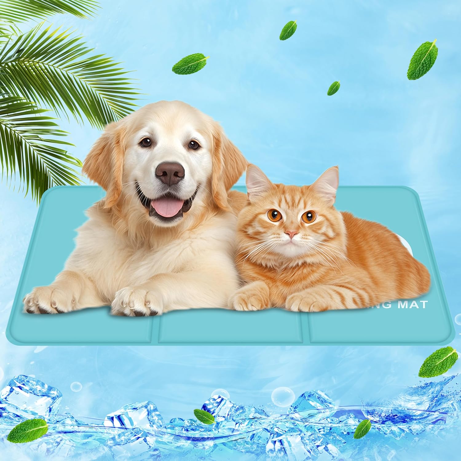 IEEILULU Kuehlmatte Hund M 50x90 cm mit ungiftigem Gel Kuehldecke Sommer