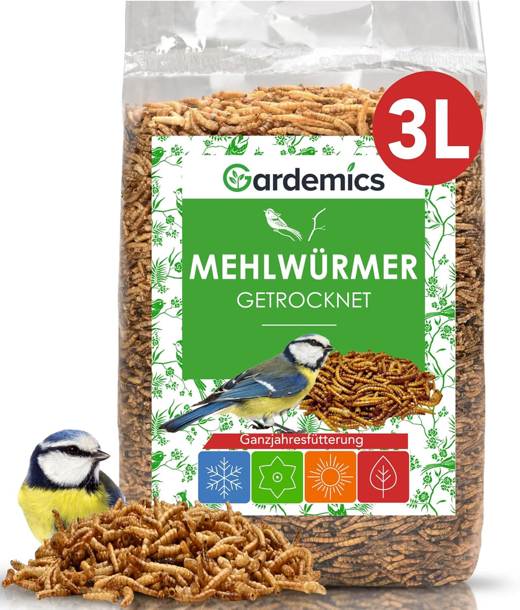 Gardemics Mehlwuermer getrocknet Insektenfutter fuer Voegel Fische Reptili