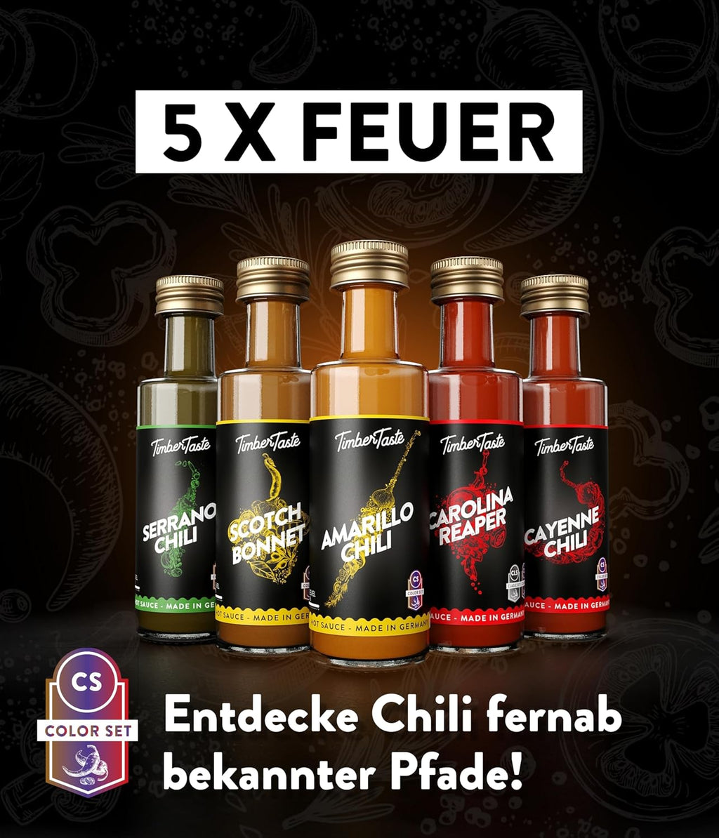 TIMBER TASTE Chili Sauce Geschenkset 5× scharfe Sossen