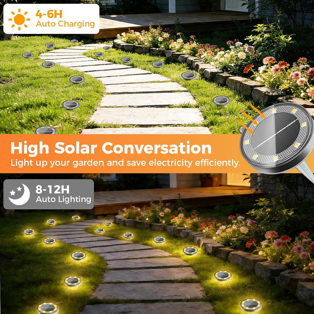 cshare Solar Bodenleuchten 4er Set 13 LED Wasserdicht Garten Weg Terrasse Warmwe