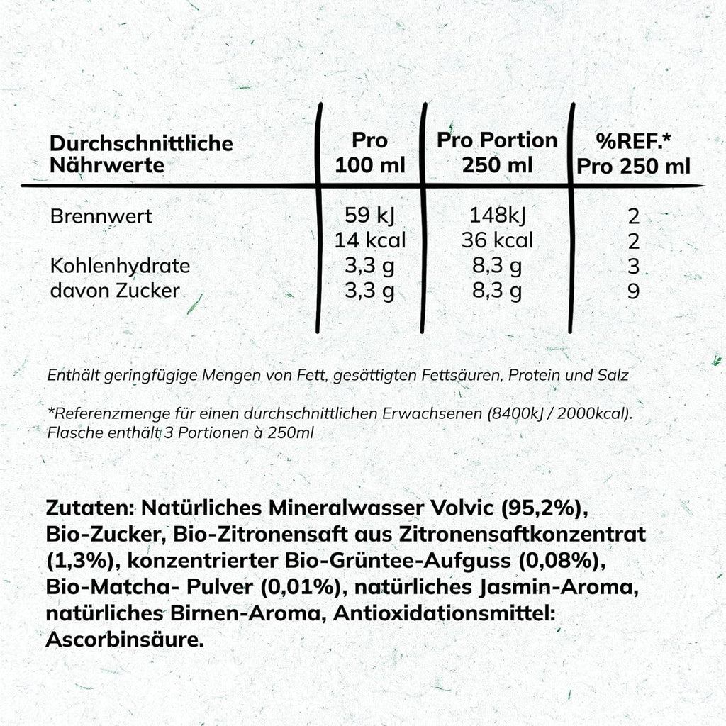 Bio Matcha Getraenk 6 x 75 cl Gruentee Getraenk Beutel