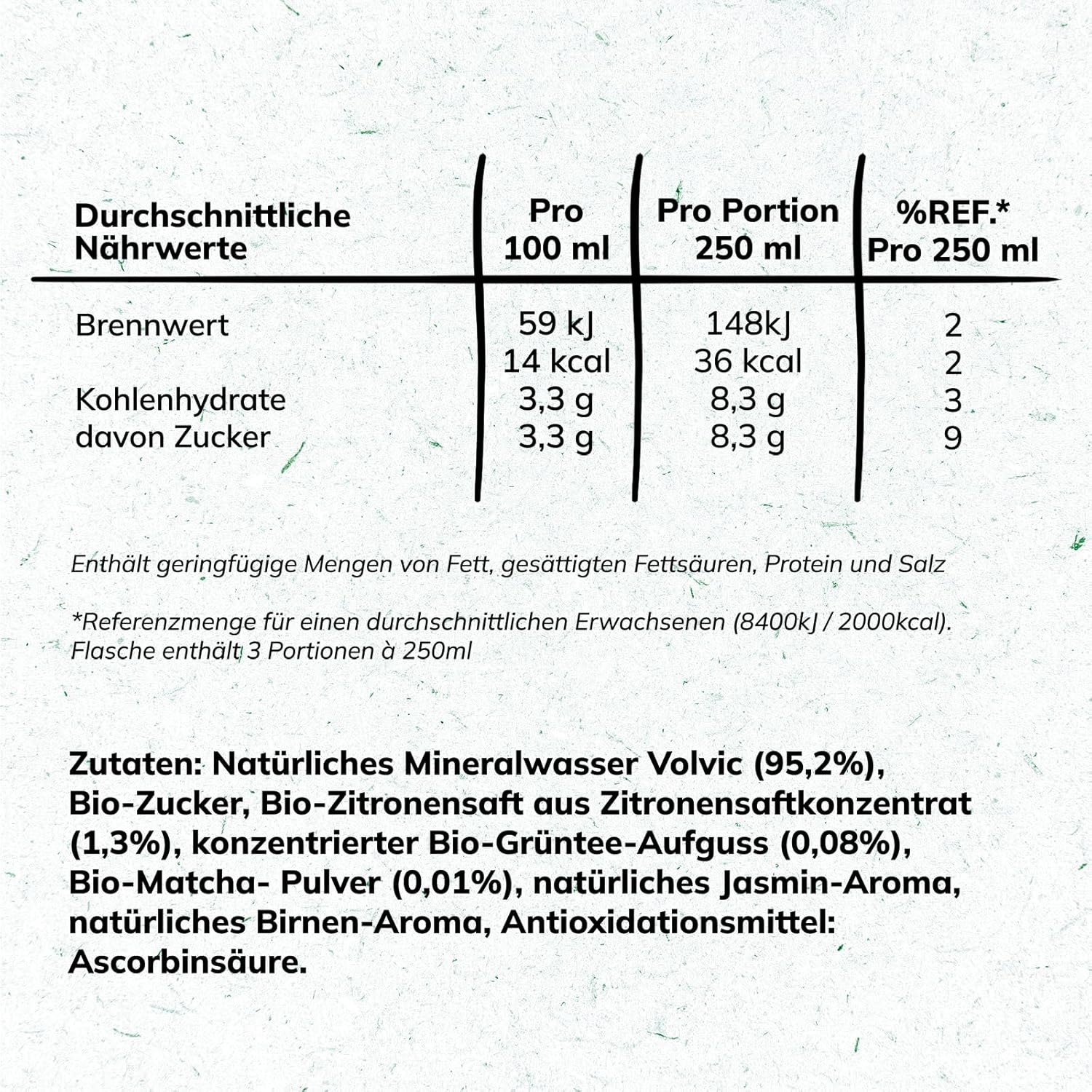 Bio Matcha Getraenk 6 x 75 cl Gruentee Getraenk Beutel
