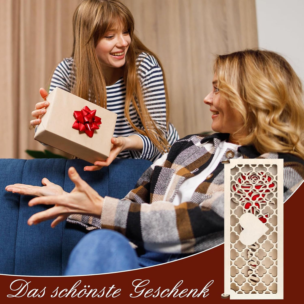 Love Holzrose rot Geschenk fuer Frauen Valentinstag Geburtstag