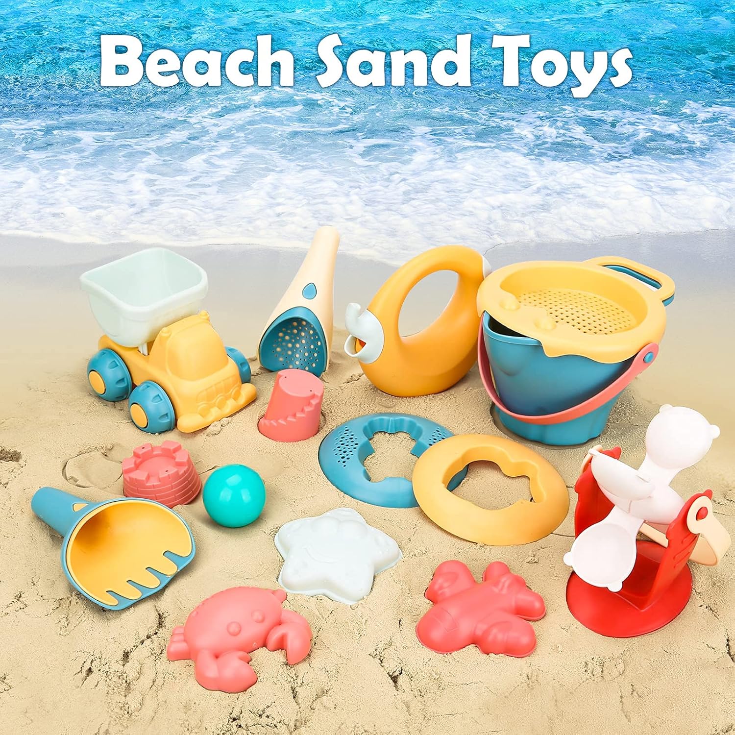 Sandspielzeug Set 17-teilig Kinder Strandfoermchen Schaufel Eimer Rechen