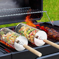 Nestbar Grillkorb Edelstahl 304 mit abnehmbarem Holzgriff fuer Gemuese - Gasgrill