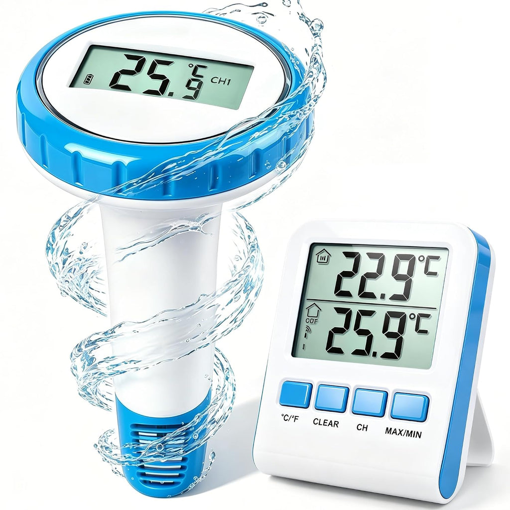 Funk Poolthermometer schwimmend IPX8 wasserdicht 3-Kanal Temperaturanzeige fuer P